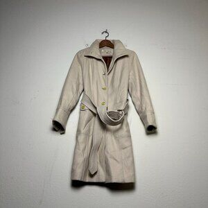 VTG Kenneth Cole Beige Brown Wool Blend Trench Peacoat Jacket Women 6P Outerwear